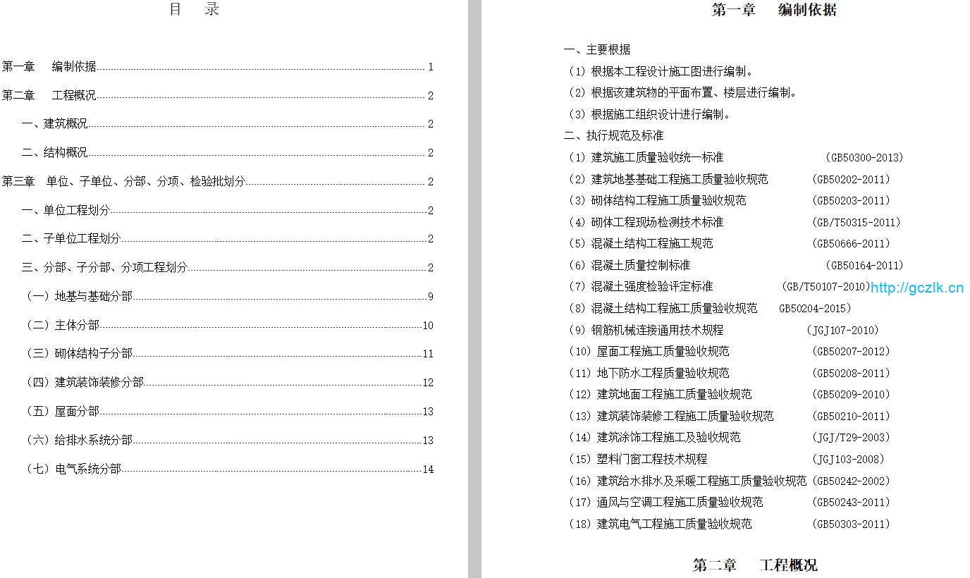 工程检验批划分方案