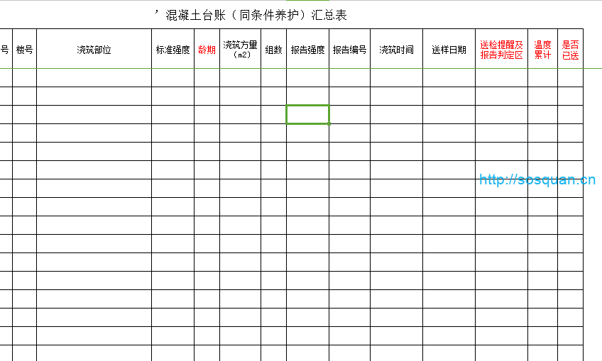 (同养)混凝土台账